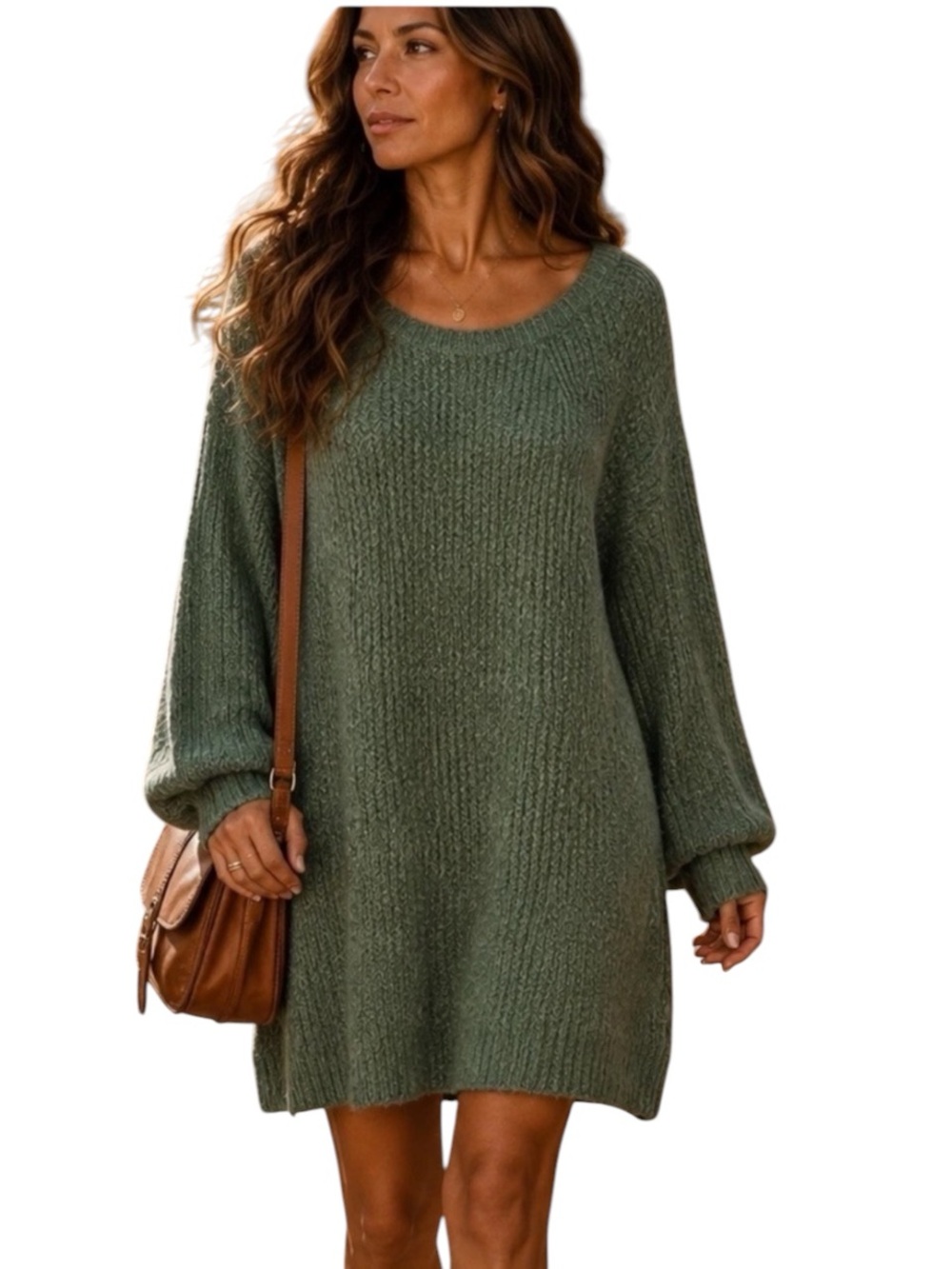 Harper Heritage Sweater Dress Women's Medium Long Sleeve Knee Length Green